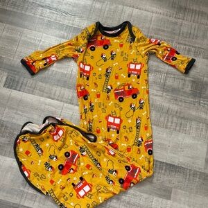 Little Sleepies Yellow Fire Truck Newborn Gown